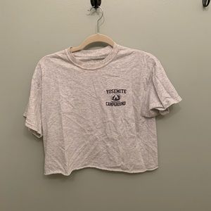 Grey Cropped Yosemite Graphic Tee